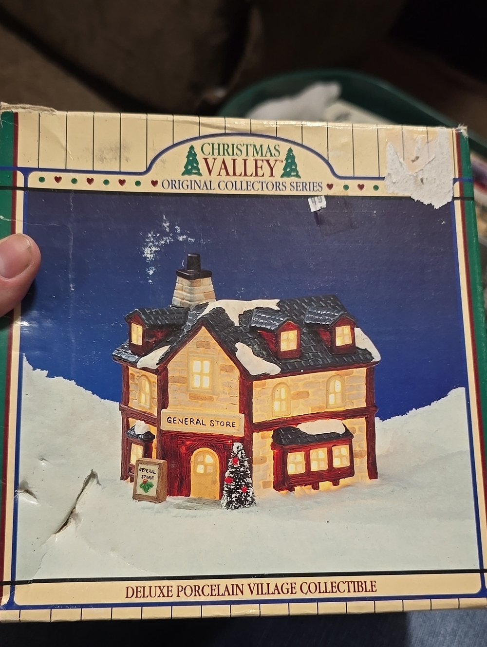 Deluxe Porcelain Village Collectible - General Store (Cream/Red/Black) 1993